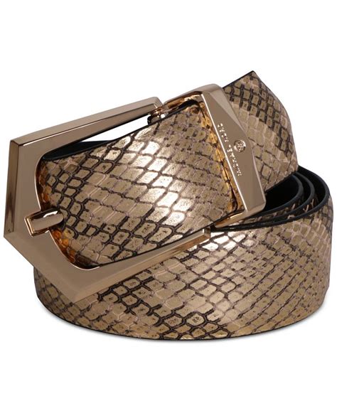 Michael Michael Kors Reversible Leather Metallic Snakeskin Belt